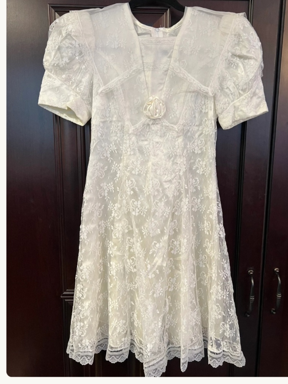 Vintage Jessica McClintock White Lace Dress - Sailor Collar Sz 7